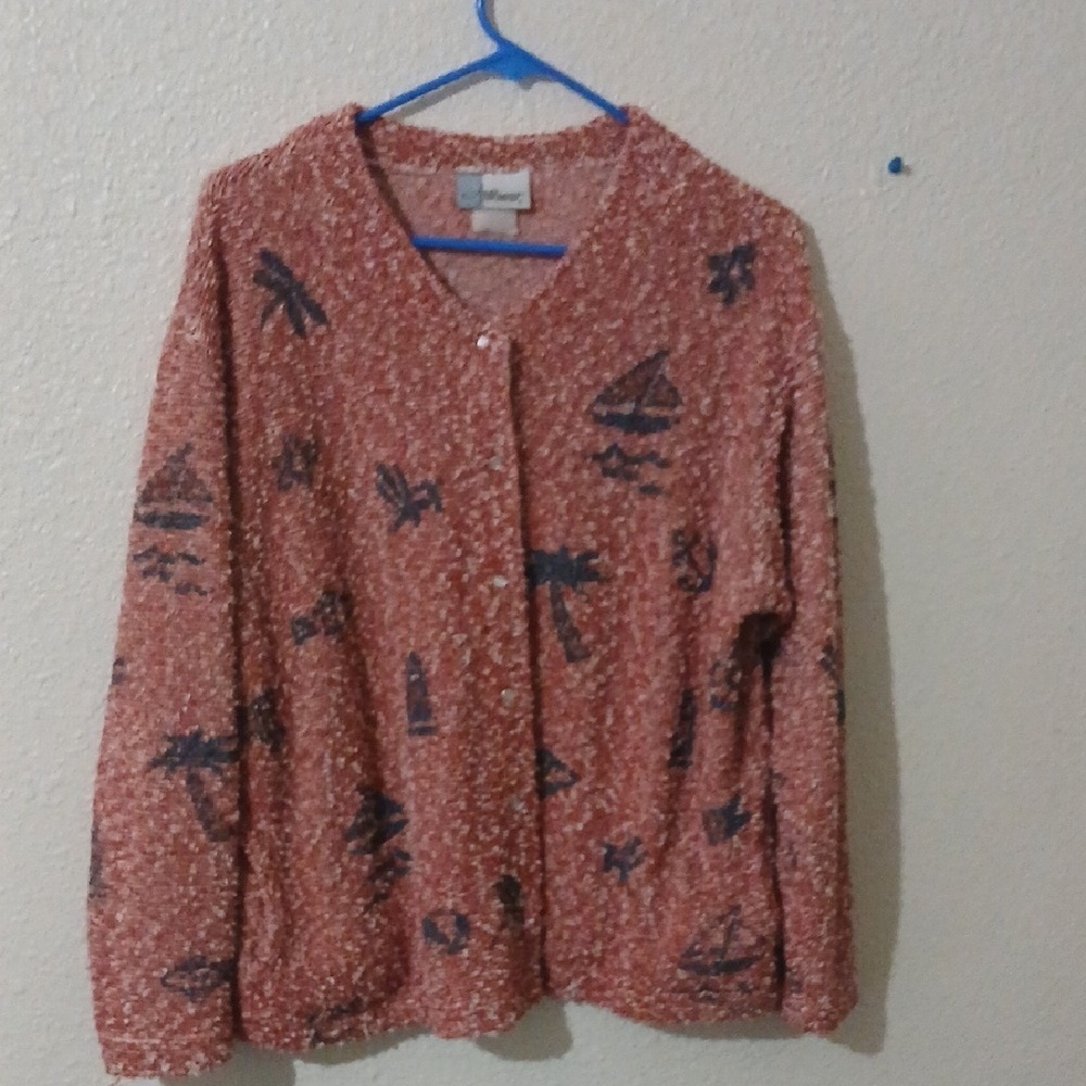 Make Offer! Artisans Rust and Black Patterned Cardigan
